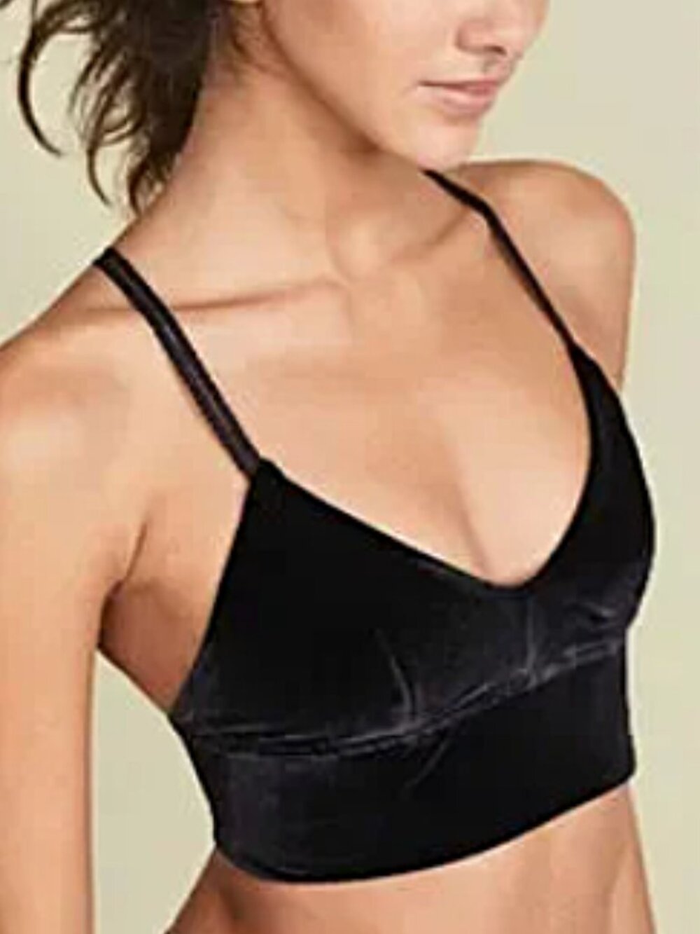 BEYOND YOGA Black Long Line Velvet Motion Bralette--NWT--L